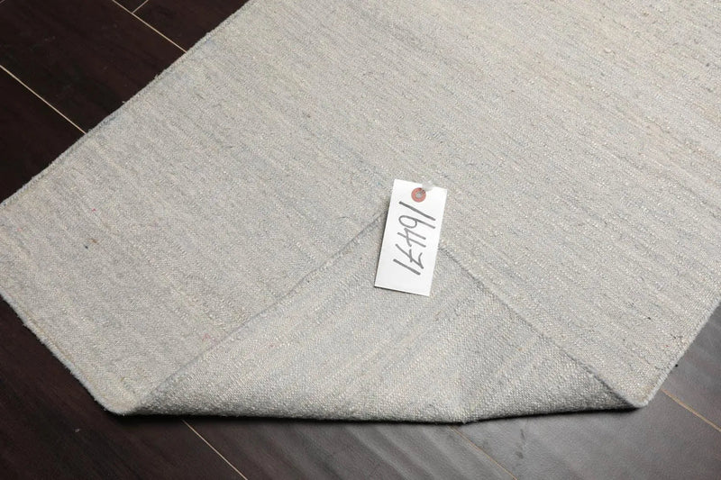 2' x 3' Hand Woven Silk Modern Flatweave Kilim Oriental Area Rug Silver Gray