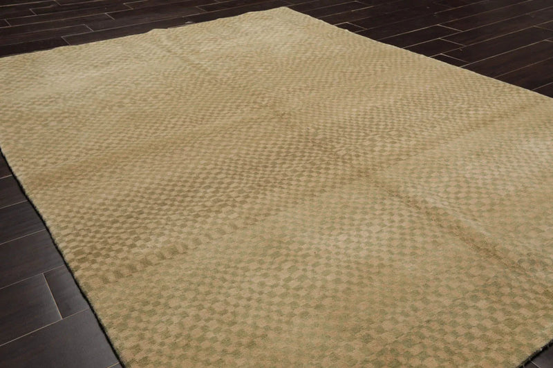 4x6 Beige,Sage Hand Knotted Tibetan 100% Wool Michaelian & Kohlberg Modern & Contemporary Oriental Area Rug