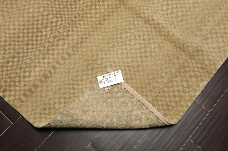 4x6 Beige,Sage Hand Knotted Tibetan 100% Wool Michaelian & Kohlberg Modern & Contemporary Oriental Area Rug