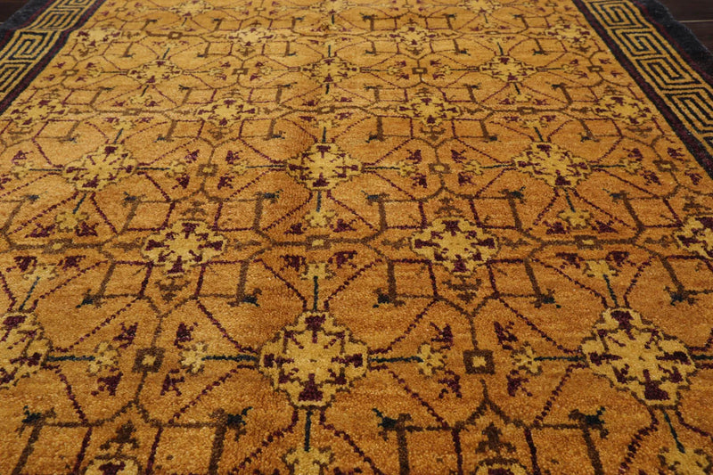 3x5 Gold, Charcoal Hand Knotted Tibetan 100% Wool Michaelian & Kohlberg Traditional Oriental Area Rug