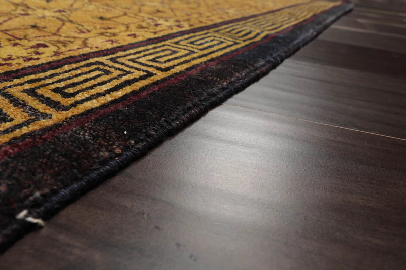 3x5 Gold, Charcoal Hand Knotted Tibetan 100% Wool Michaelian & Kohlberg Traditional Oriental Area Rug