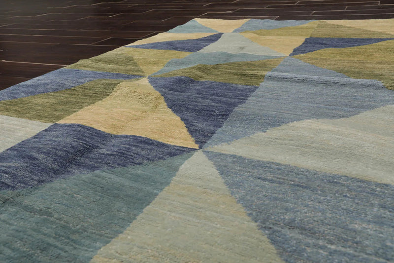 3x5 Blue, Green Hand Knotted Tibetan 100% Wool Michaelian & Kohlberg Traditional Oriental Area Rug