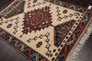 4'7" x 6' Hand Knotted Wool on Wool Tribal Afghan Kazak Veg Dyes Area Rug Ivory