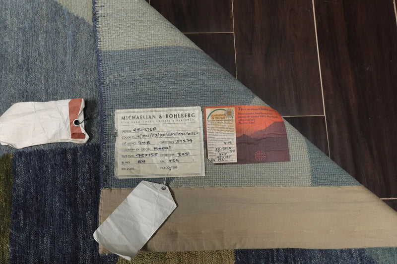 3x5 Blue, Green Hand Knotted Tibetan 100% Wool Michaelian & Kohlberg Traditional Oriental Area Rug