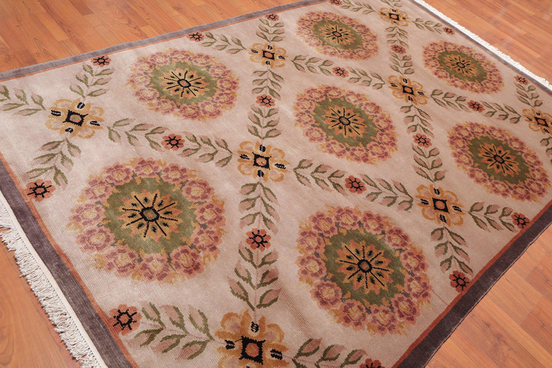 6' x 9'1" Hand Knotted Traditional Classic European Wool Tibetan Area rug Beige