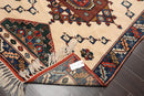 4'7" x 6' Hand Knotted Wool on Wool Tribal Afghan Kazak Veg Dyes Area Rug Ivory