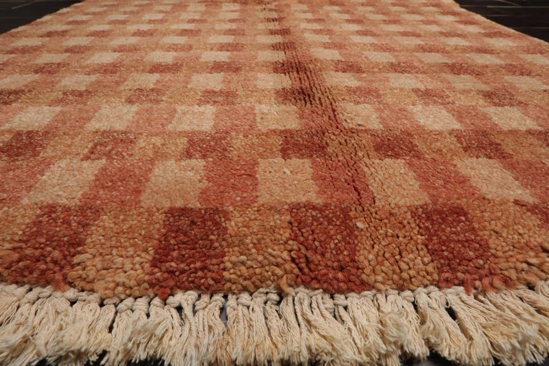 4x6 Peach, Rust Hand Knotted Tibetan 100% Wool Michaelian & Kohlberg Modern & Contemporary Oriental Area Rug