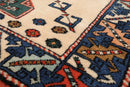 4'7" x 6' Hand Knotted Wool on Wool Tribal Afghan Kazak Veg Dyes Area Rug Ivory