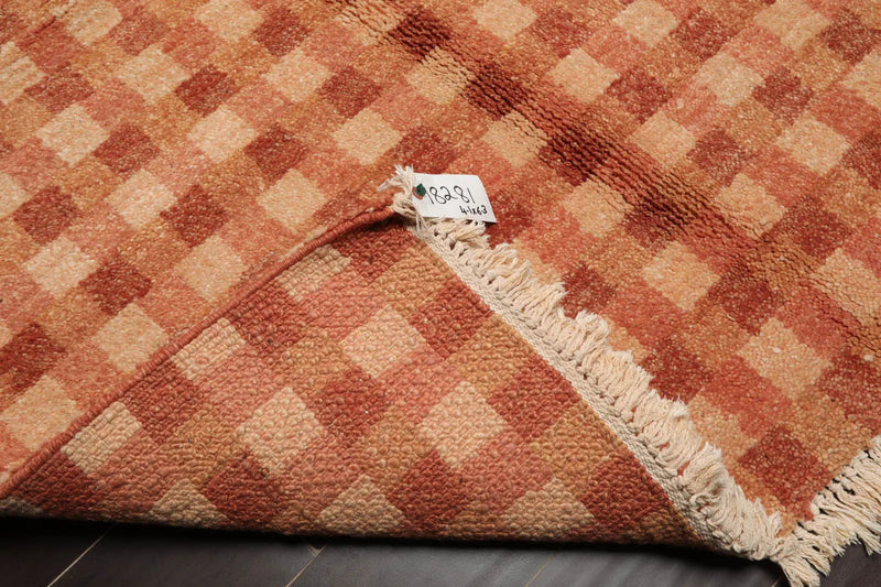 4x6 Peach, Rust Hand Knotted Tibetan 100% Wool Michaelian & Kohlberg Modern & Contemporary Oriental Area Rug