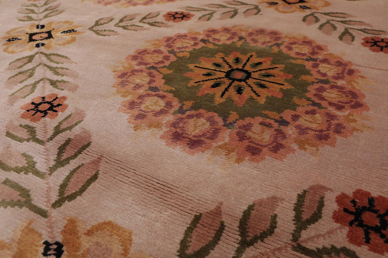 6' x 9'1" Hand Knotted Traditional Classic European Wool Tibetan Area rug Beige