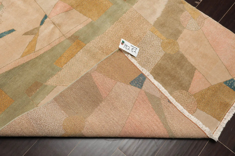 4x6 Beige, Mint Hand Knotted Tibetan 100% Wool Michaelian & Kohlberg Modern & Contemporary Oriental Area Rug