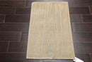 2' x 3' Hand Knotted Wool & Silk Modern Tibetan Oriental Area Rug Beige, Gray
