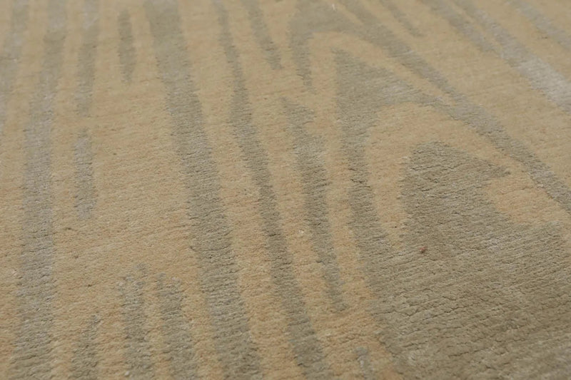 2' x 3' Hand Knotted Wool & Silk Modern Tibetan Oriental Area Rug Beige, Gray