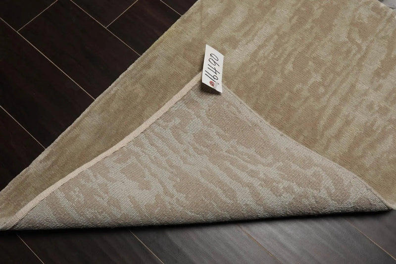 2' x 3' Hand Knotted Wool & Silk Modern Tibetan Oriental Area Rug Gray