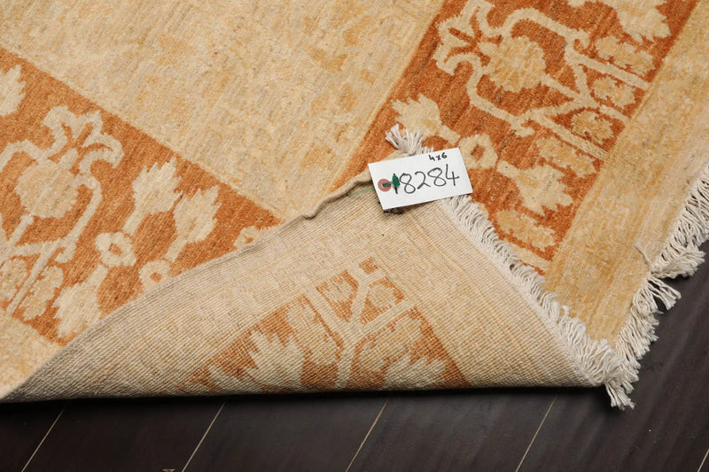 4x6 Beige, Caramel Hand Knotted 100% Wool Peshawar Traditional Oriental Area Rug