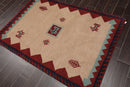 4'1" x 6'1" Hand Knotted Wool thick pile Gabbeh Area Rug Traditional Beige