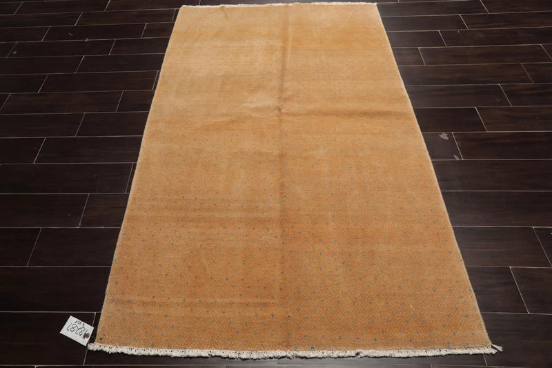 4x6 Light Gold, Blue Hand Knotted Tibetan 100% Wool Michaelian & Kohlberg Transitional Oriental Area Rug