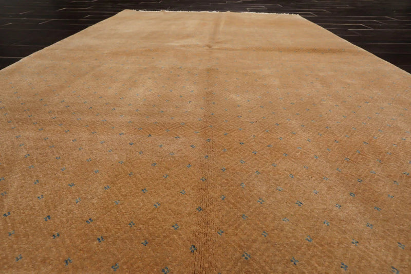 4x6 Light Gold, Blue Hand Knotted Tibetan 100% Wool Michaelian & Kohlberg Transitional Oriental Area Rug