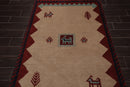 4'1" x 6'1" Hand Knotted Wool thick pile Gabbeh Area Rug Traditional Beige