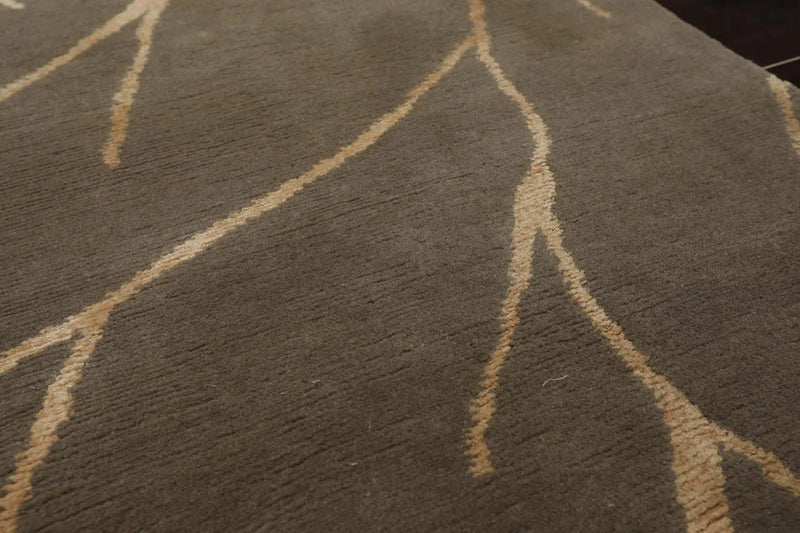 2' x 3' Hand Knotted Wool & Silk Transitional Tibetan Oriental Area Rug Gray