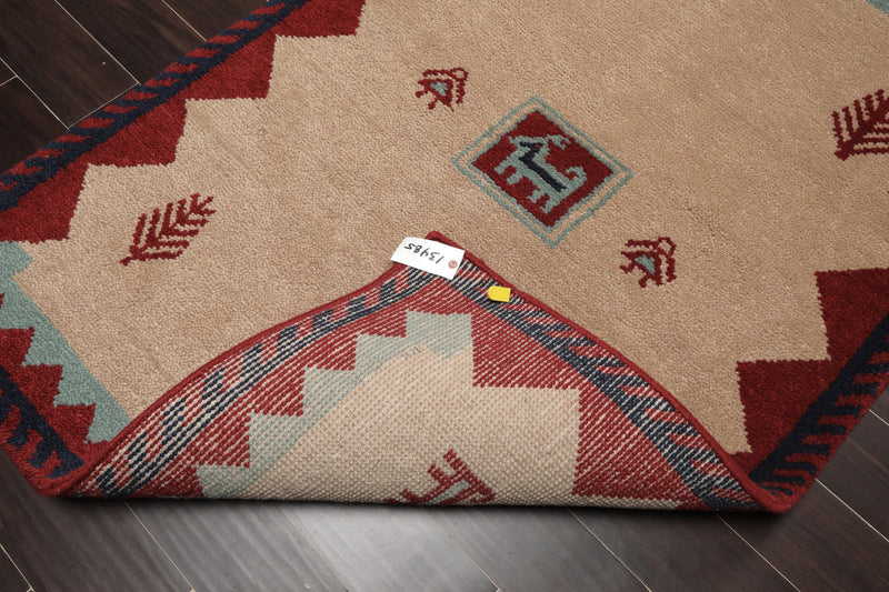 4'1" x 6'1" Hand Knotted Wool thick pile Gabbeh Area Rug Traditional Beige