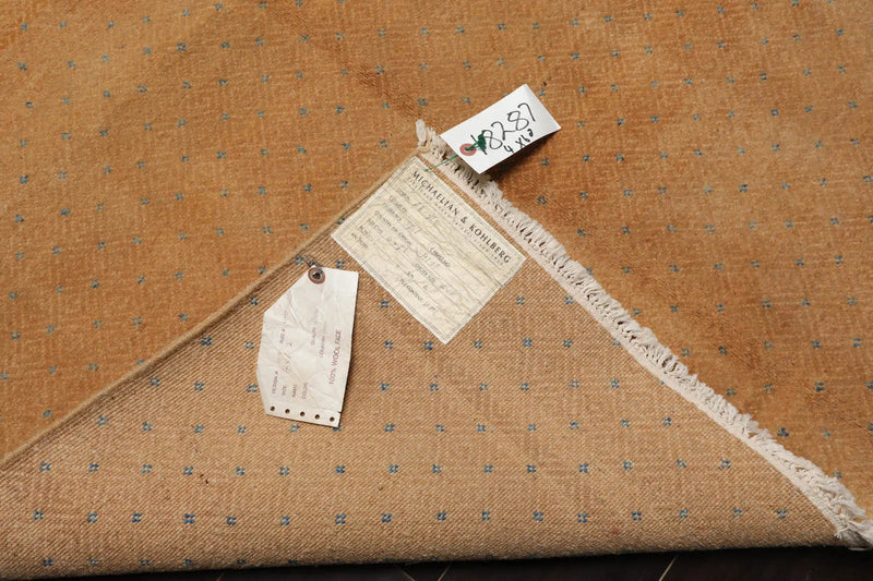 4x6 Light Gold, Blue Hand Knotted Tibetan 100% Wool Michaelian & Kohlberg Transitional Oriental Area Rug