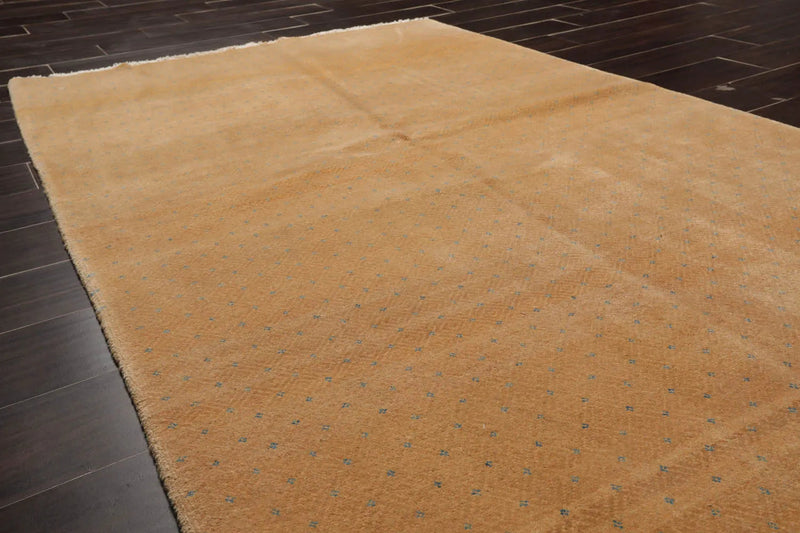 4x6 Light Gold, Blue Hand Knotted Tibetan 100% Wool Michaelian & Kohlberg Transitional Oriental Area Rug