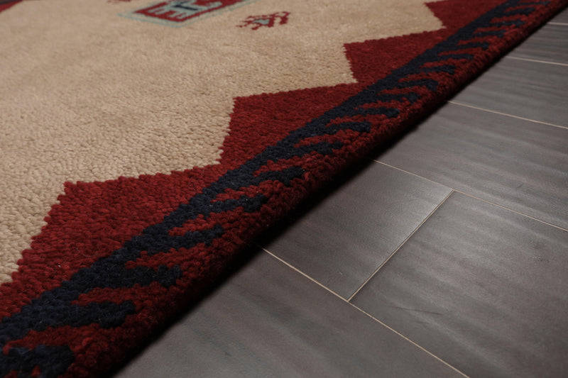 4'1" x 6'1" Hand Knotted Wool thick pile Gabbeh Area Rug Traditional Beige