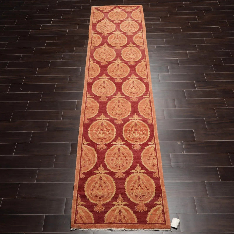 2'11'' x 11'10'' Runner Rust,Peach Hand Knotted Tibetan 100% Wool Michaelian & Kohlberg Transitional Oriental Area Rug