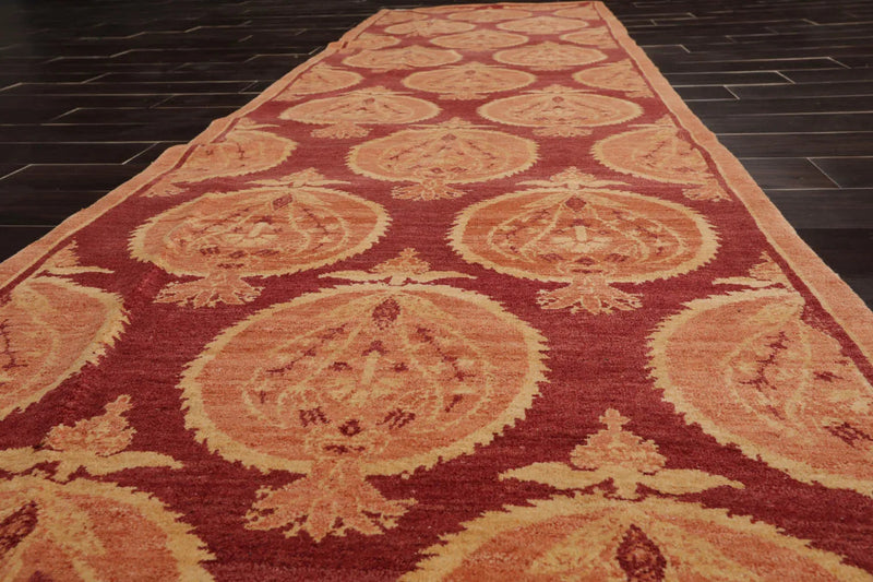2'11'' x 11'10'' Runner Rust,Peach Hand Knotted Tibetan 100% Wool Michaelian & Kohlberg Transitional Oriental Area Rug