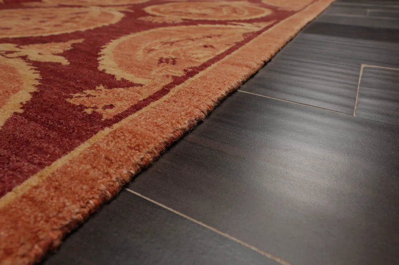 2'11'' x 11'10'' Runner Rust,Peach Hand Knotted Tibetan 100% Wool Michaelian & Kohlberg Transitional Oriental Area Rug