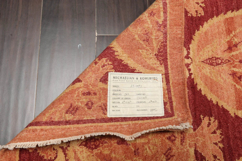 2'11'' x 11'10'' Runner Rust,Peach Hand Knotted Tibetan 100% Wool Michaelian & Kohlberg Transitional Oriental Area Rug