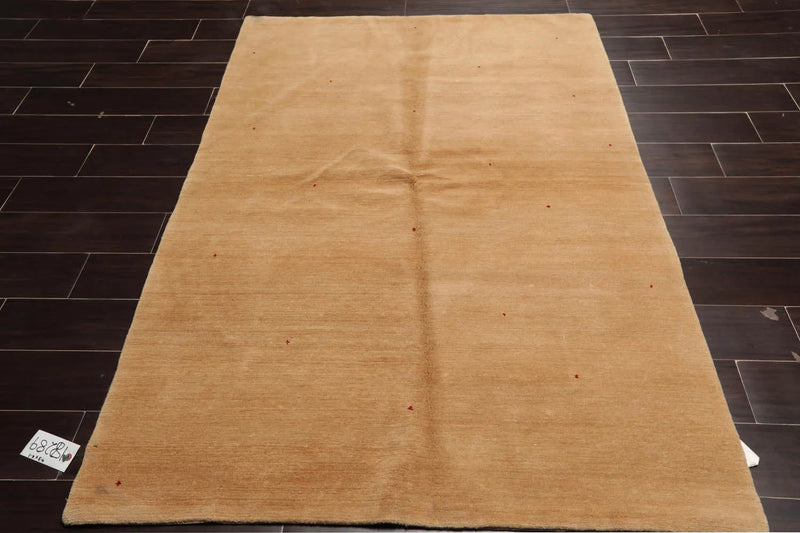 4x6  Red, Tan Hand Knotted Tibetan 100% Wool Michaelian & Kohlberg Swiss Wash Contemporary Oriental Area Rug