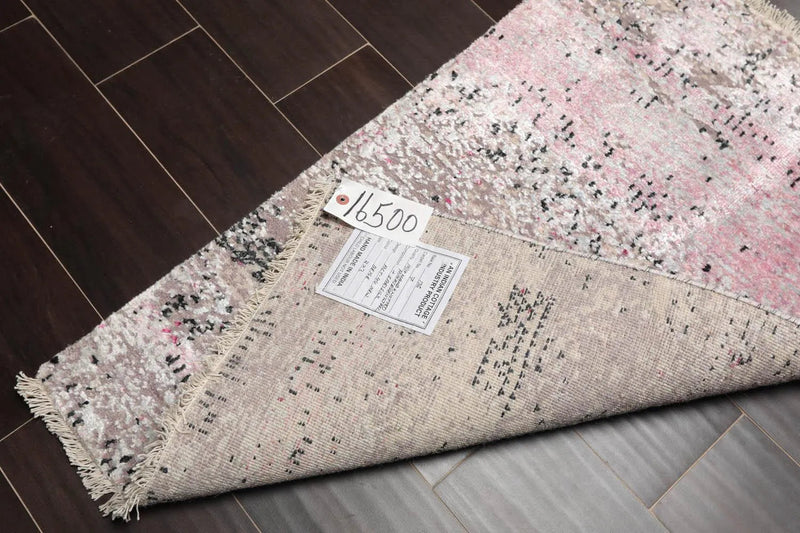 2' x 3' Hand Knotted Wool & Silk Transitional Tibetan Oriental Area Rug Gray