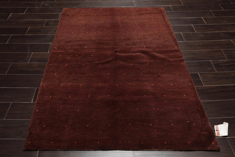 4x6 Chocolate,Orange Hand Knotted Tibetan 100% Wool Michaelian & Kohlberg Contemporary Oriental Area Rug