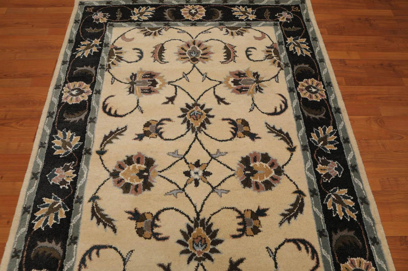 5' x 8' Handmade 100% Wool Traditional Oriental Area rug Ivory