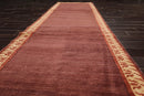 3'2''x13'9'' Runner Rust, Beige Hand Knotted Tibetan 100% Wool Michaelian & Kohlberg Modern & Contemporary Oriental Area Rug