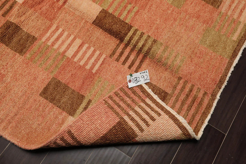 4x6 Rose, Beige Hand Knotted Tibetan 100% Wool Michaelian & Kohlberg Modern & Contemporary Oriental Area Rug