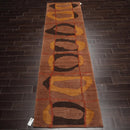 3'3''x11'11'' Runner Rust, Chocolate Hand Knotted Tibetan 100% Wool Swiss Wash Michaelian & Kohlberg Modern Oriental Area Rug