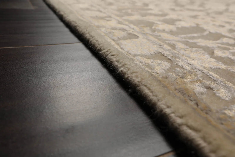 4x6 Ivory, Gray Hand Knotted Tibetan 100% Wool Tibetan Modern & Contemporary Oriental Area Rug