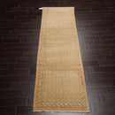 3'9''x9' Runner Beige, Sage Hand Knotted Tibetan 100% Wool Michaelian & Kohlberg Transitional Oriental Area Rug