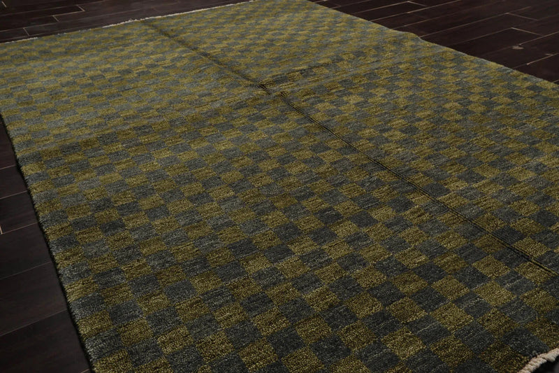 5x7 Green, Slate Hand Knotted Tibetan 100% Wool Michaelian & Kohlberg Modern & Contemporary Oriental Area Rug