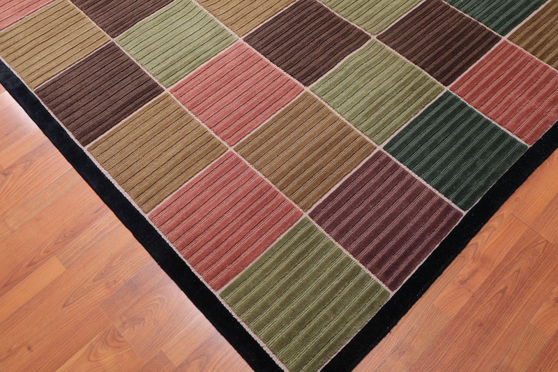 5'6" x 8' Hand Knotted High Low Loop & Cut pile 100% Wool Tibetan Area rug Black