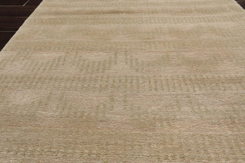 3x10 Runner Beige, Moss Hand Knotted Tibetan 100% Wool Michaelian & Kohlberg Swiss Wash Modern Oriental Area Rug