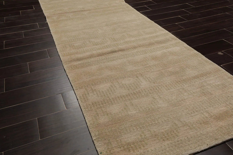 3x10 Runner Beige, Moss Hand Knotted Tibetan 100% Wool Michaelian & Kohlberg Swiss Wash Modern Oriental Area Rug