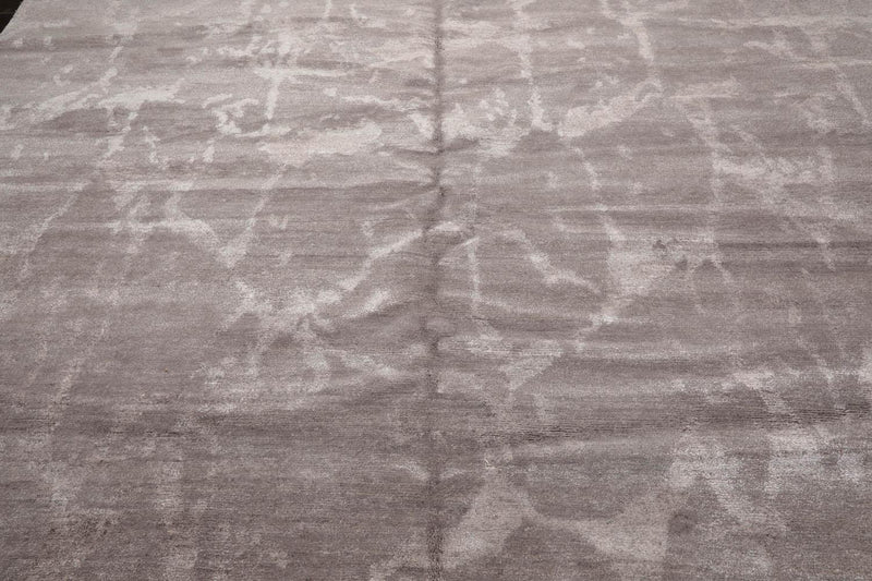 9’11" x 13’8" Hand Knotted Wool & Silk Modern Tibetan Oriental Area Rug Taupe