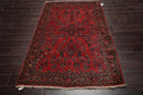 4x6 Red Vintage Saroukk Hand Knotted Traditional Wool Area Rug