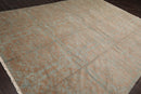 9'3" x 12' Hand Knotted Wool & Silk Transitional Turkish Oriental Area Rug Teal