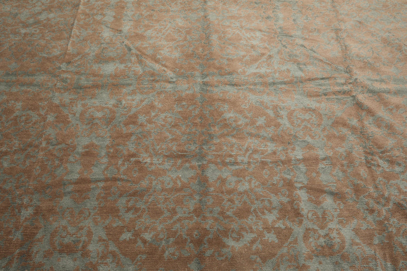 9'3" x 12' Hand Knotted Wool & Silk Transitional Turkish Oriental Area Rug Teal