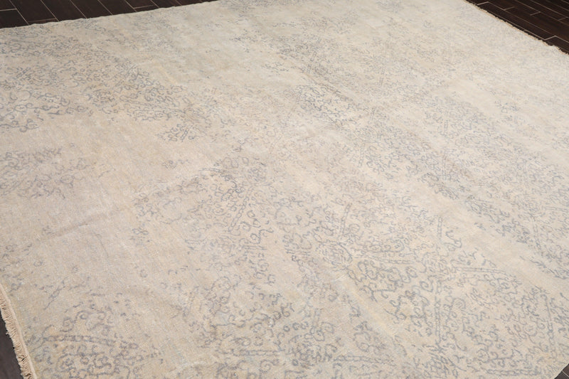8'11"x 11'11" Hand Knotted Wool Antiqued Turkish weave Area Rug Muted Tone on Tone Gray